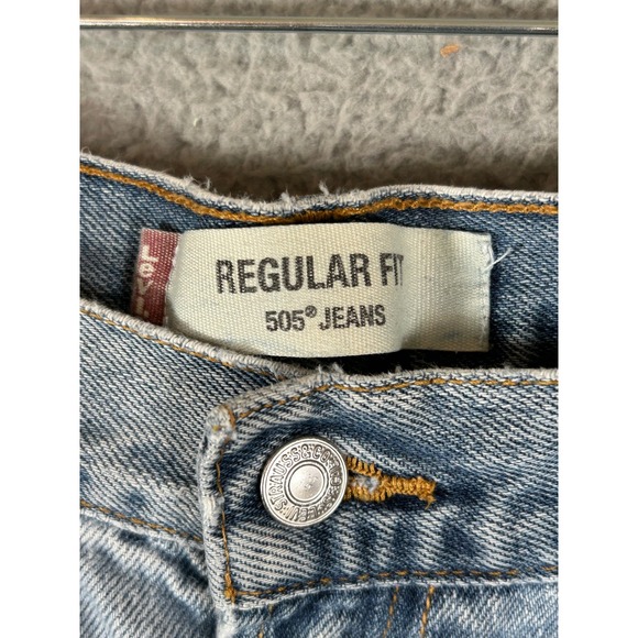 Levis 505 Jeans Mens W34 L30 Light Wash Vintage Made in USA Regular Fit Denim - Picture 6 of 14